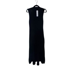 Soft Surroundings Soft Ribbed Knit Sleeveless Maxi Swtr Dress, Black, Sz Medium